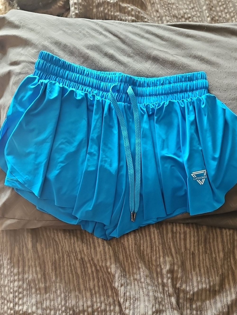 Luogongzi Blue Butterfly Gym Shorts 2-in-1 Athleisure